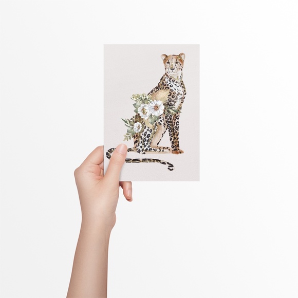 Cheetah Watercolor Illustration Wall Art Print Poster Unframed - Picture 9 of 16